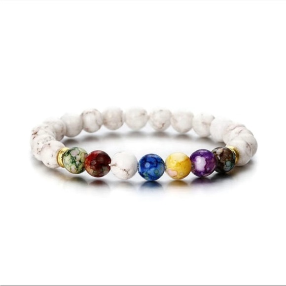 7 Chakra Reiki Healing Stone Bracelet Yoga Balance Energy Imitate Volcanic Stone - Picture 4 of 4